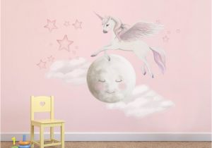 Rainbow Unicorn Wall Mural Unicorn Decals Rainbow Decal Unicorn Wall Stickers Pegasus Decal Unicorn Wall Stickers Unicorn Wall Mural Moon Decals Cloud Decals