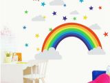 Rainbow Wall Mural Decal Rainbow Stars Shape Mural Wall Sticker Decals Home Decor Kids Room Cartoon