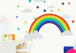 Rainbow Wall Mural Decal Rainbow Stars Shape Mural Wall Sticker Decals Home Decor Kids Room Cartoon