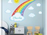 Rainbow Wall Mural Decal Rainbow Wall Decal with Stars Rainbow Sticker Pastel Rainbow Wall Decal Nursery Wall Decal Rainbow and Clouds Decal