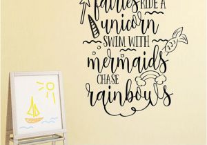 Rainbow Wall Mural Stickers Dance with Fairies Ride A Unicorn Swim with Mermaids Chase Rainbows