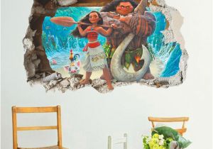 Rapunzel Wall Mural Cartoon Movie Moana Maui Vaiana Wall Sticker for Kids Rooms 3d