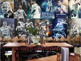 Real Madrid Wall Mural Custom 3d Wallpaper Living Room Mural Real Madrid C Ronaldo Picture Painting Bar sofa Tv Background Wallpaper Non Woven Wall Sticker Free