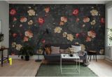 Red and Black Wall Murals Black Red Green Grunge Little Floral Wallpaper Mural