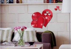 Red and Black Wall Murals Fashion 1 Set 3d Mirror Love Hearts Wall Sticker Decal Diy Home Room Bathroom Art Mural Decor Removable Mirror Wall Sticker