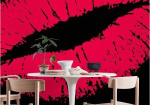 Red and Black Wall Murals Pink Lips Black Wall Mural Wallpaper Art In 2019