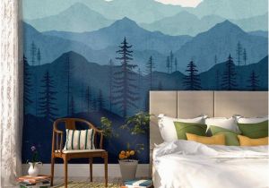 Relaxing Wall Murals Blue Ombré Mountain Mural Wallpaper