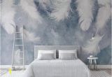 Removable 3d Wall Murals 3d Blue Background soft White Feather Wallpaper Removable