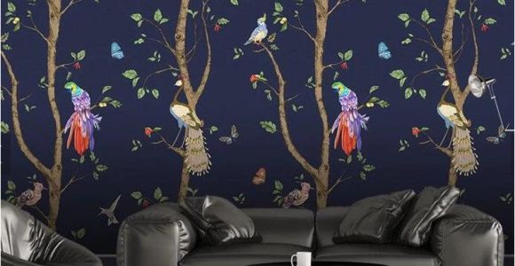 Removable 3d Wall Murals 3d Cartoons Tree Parrot Wallpaper Removable Self Adhesive