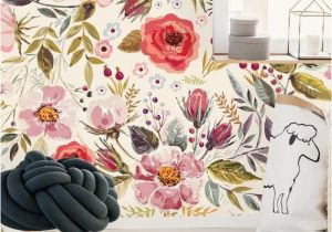 Removable Floral Wall Mural Removable Wallpaper Vintage Berries and Flowers Peel & Stick