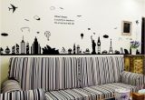 Removable Wall Mural Decals City Silhouette Removable Wall Sticker Room Mural Decal Home