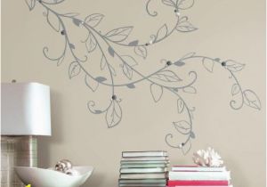 Removable Wall Mural Stickers Silver Leaf Giant Peel and Stick Wall Decals with Pearls