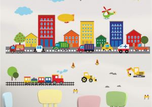 Removable Wall Murals Canada Decalmile Construction Kids Wall Stickers Cars Transportation Wall Decals Baby Nursery Childrens Bedroom Living Room Wall Decor