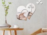 Removable Wall Murals for Cheap 2018 3d Mirror Love Hearts Wall Sticker Decal Diy Home Room Art