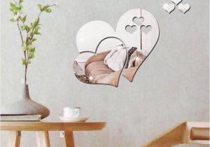 Removable Wall Murals for Cheap 2018 3d Mirror Love Hearts Wall Sticker Decal Diy Home Room Art