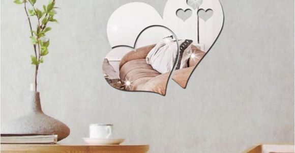 Removable Wall Murals for Cheap 2018 3d Mirror Love Hearts Wall Sticker Decal Diy Home Room Art