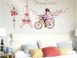 Removable Wall Murals Kids New Diy Flower Fairy Eiffel tower Bike Removable Wall