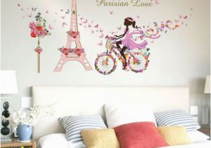 Removable Wall Murals Kids New Diy Flower Fairy Eiffel tower Bike Removable Wall