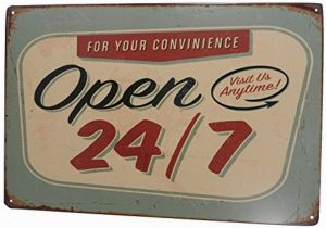 Retro Diner Wall Murals Open 24 7 Funny Tin Sign Bar Pub Garage Diner Cafe Home Wall