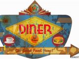 Retro Diner Wall Murals Route 66 Wall Art Metal Signs Posters Prints and