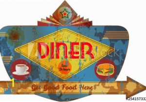 Retro Diner Wall Murals Route 66 Wall Art Metal Signs Posters Prints and