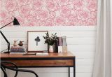 Reusable Wall Murals Pink Roses Wallpaper Sketch Doodle Style Vintage Wall Mural