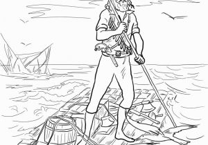 Robinson Crusoe Coloring Pages Robinson Crusoe On A Raft after Shipwrecked Coloring Page