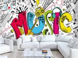 Rock Band Wall Murals Custom 3d Abstract Rock Musical Graffiti Mural Cafe Restaurant