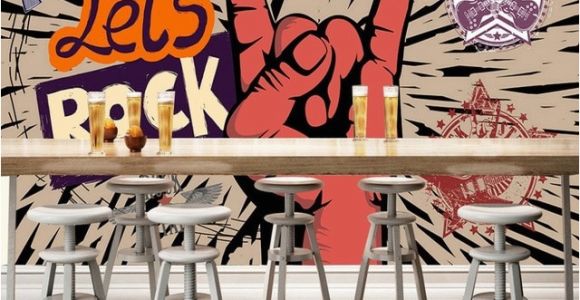 Rock Band Wall Murals Custom Wallpaper Rock Music Art Mural Ktv Bar Cafe Wall