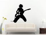 Rock Band Wall Murals Man Rocker Rocking Out with Electric Guitar with Headphones Rock