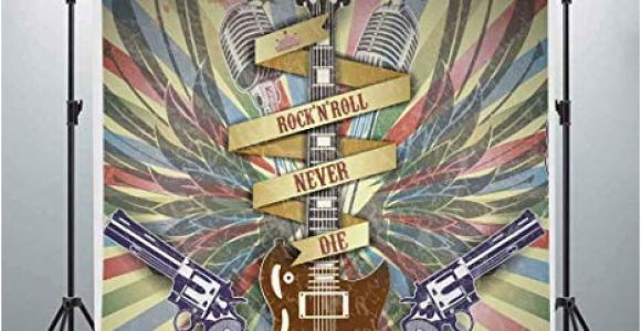 Rock N Roll Wall Mural Lucksty Rock and Roll Guitar Backdrops for Graphy