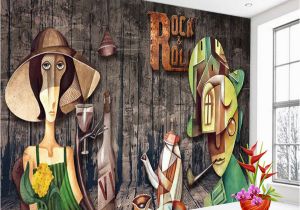 Rock N Roll Wall Mural Shinehome Rock N Roll Drewna TaÅmy Muzyki 3d Tapeta Na