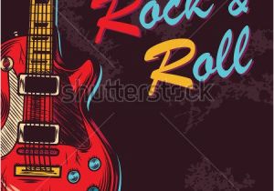 Rock N Roll Wall Mural Vintage Rock and Roll Music Background Vector Illustration