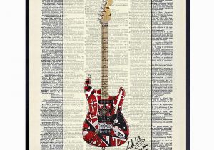 Rock N Roll Wall Murals Ed Van Halen Guitar Wall Art Print On Dictionary Ready to Frame 8×10 Vintage Great Gift for 80s Music and Rock N Roll Fans