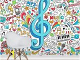 Rock Star Wall Murals Music G Clef Groovy Doodles Vector Illustration Set