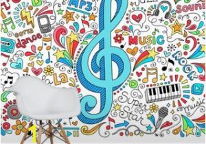 Rock Star Wall Murals Music G Clef Groovy Doodles Vector Illustration Set