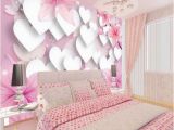 Romantic Bedroom Wall Murals 3d Romantic White Hearts Pink Background Design Wallpaper