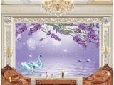 Romantic Bedroom Wall Murals 3d Wallpaper Custom Murals Wallpapers 3d Purple Romantic Flower Living Room Mural Tv Background Wall Decorative Painting Hd Widescreen