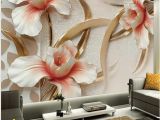 Roses and Sparkles Wall Mural 3d Relief Design Lily Flowers Wallpaper Custom Mural