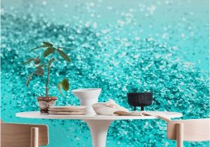 Roses and Sparkles Wall Mural Aqua Teal Ocean Glitter 1 Wall Mural Wallpaper Abstract In