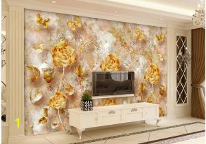 Roses and Sparkles Wall Mural European Style Retro Gold Luxurious Rose Pattern butterfly Tv Wall Mural 3d Wallpaper 3d Wall Papers for Tv Backdrop Flowers Wallpapers Football