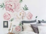 Roses and Sparkles Wall Mural Peony Flowers Wall Sticker Vintage Watercolor Peony Wall