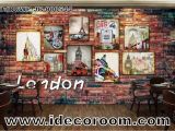 Route 66 Wall Mural 3d Wallpaper with Photo Frames Of London Paris and Route 66