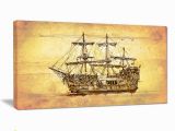 Sailing Ship Wall Murals Shop Designart Brown Ancient Moving Boat Seashore Wall Art