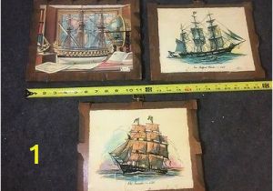 Sailing Ship Wall Murals Vtg New Bedford Whaler 1842 Old Ironside 1797 Nautical