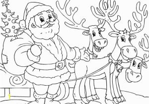 Santa Claus and His Reindeer Coloring Pages Printable Santa and Reindeer Coloring Page Christmas Coloring