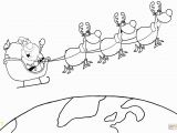 Santa Sleigh and Reindeer Coloring Page Team Of Reindeer and Santa In His Sleigh Flying the