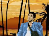 Scarface Sunset Wall Mural Scarface tony Montana Pointing A Gun at Frank Lopez after the