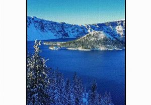 Scenic Wall Murals Nature Dz Haika Crater Lake Mountains Snow Trees island Natural Scenery Art Print Cotton Linen Home Wall Decor Hanging Posters 18x26inch