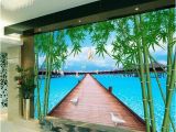 Sea Life Murals Photo Wall Mural Custom 3d Room Wallpaper Mural Wooden Bridge Bamboo Sea Picture Mural Modern Art Creative Living Room Hotel Study Backdrop Wallpaper Download